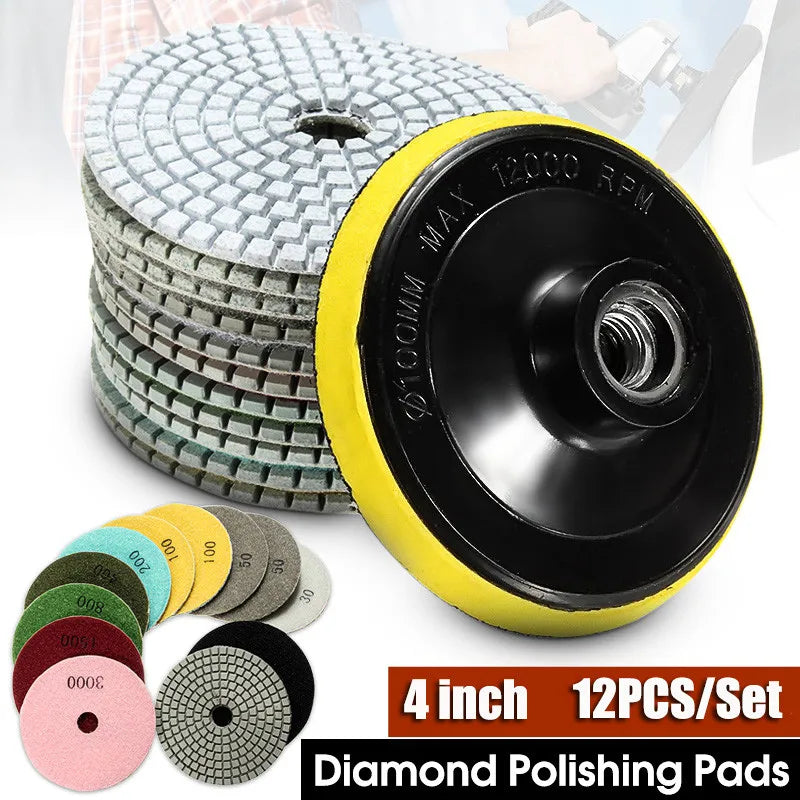 Full Set Of Polishing Pads For Granite And Marble Countertops With Backer